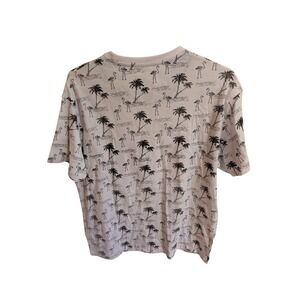 Swiss Cross Flamingo Palm Tree Graphic T-Shirt Short Sleeve‎ Casual Medium